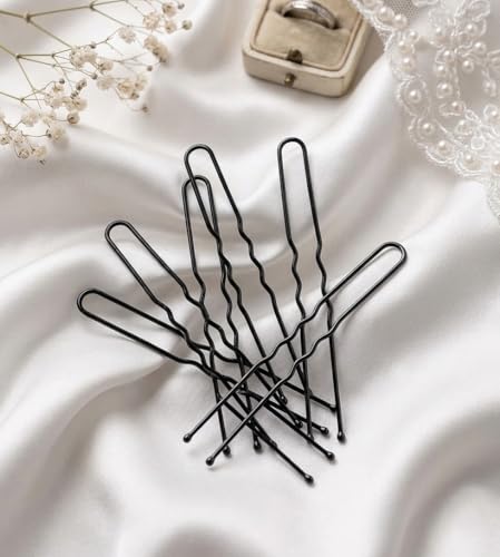 Image of Glaze Black Metal U-Shaped Juda Hair Pins, Matte Finish, Sleek Style, for All Hair Types, 24 Pcs Set