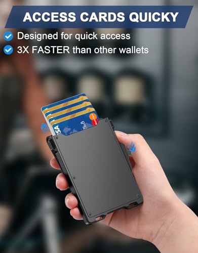 Wallet for Men, Minimalist Slim Mens Wallet with Money Clip, RFID Blocking Smart Pop Up Card Wallet with ID Window, Compact Bifold Wallet, Metal Aluminum Credit Card Holder2