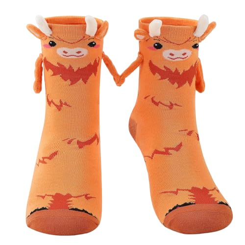 Zuimei Highland Cow Gifts for Women Girls Holding Hands Socks and Keyring