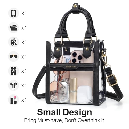 Image of PACKISM Clear Purse for Stadium Events - Clear Crossbody Bag for Women | Adjustable Wide Strap, 2 Easy-Access Pockets, Thick 0.5mm PVC, for Sport Game Day Concert Festival, Clear Bag Stadium Events