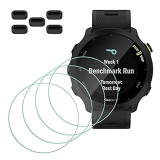 MTHGH Protettiva Pellicola compatibile con Garmin Forerunner 55 Smartwatch Protezione Schermo [4 pezzi] + tappi anti-polvere 5 pezzi, durezza 9H antigraffio senza bolle di protezione