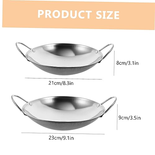 Happyyami Wok de acero inoxidable 2 piezas miniatura 2