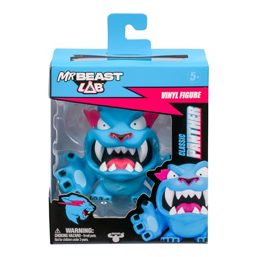 MRBEAST LAB Collectible Vinyl Figures, 3.5"/8.8cm Tall, Packaged In A Premium Display Box. 4 To Collect, Classic Panther, Hyper Panther, Glow Panther, Metallic Panther, Blue