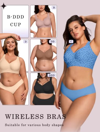Image of OEAK Womens Wireless Jelly Bras Plus Size Support Push Up Comfortable Bra