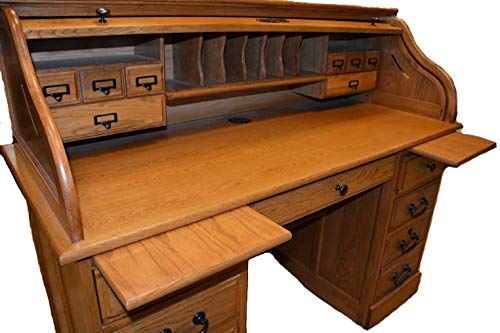Roll-Top-Desk-Solid-Oak-Wood-Executive-Desk-54wx24dx45h-Honey-Harvest-Oak-Finish-Office-Secretary-Organizer-Roll-Hutch-Top-Easy-Assembly-Quality-Crafted-Construction-Locking-File-Drawers-Dovetailed Roll Top Desk Solid Oak Wood Executive Desk 54wx24dx45h Honey Harvest Oak Finish Office Secretary Organizer Roll Hutch Top Easy Assembly Quality Crafted Construction Locking File Drawers Dovetailed