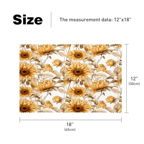 Sets de table tournesol aquarelle lavables pour décoration de table - 6