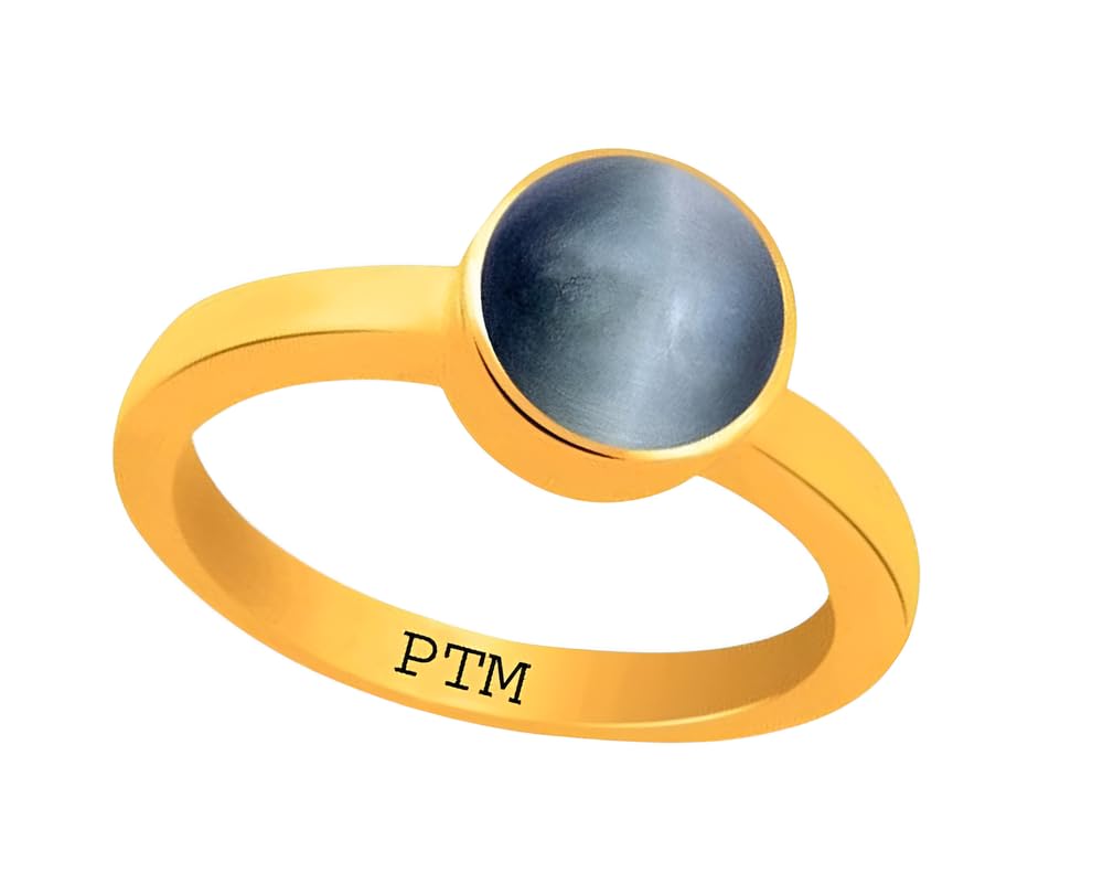 PTM Cats Eye/Lehsuniya 3.25 to 10.25 Ratti or 3.00 to 9.50 Carat Astrological Natural Gemstone Panchdhatu/5 Metals Gold Plated Ring for Men & Women