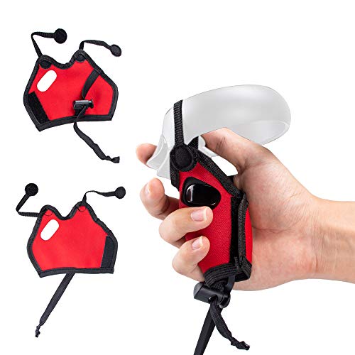 (1 Pair) Orzero Controller Grip Strap Cover Compatible for Oculus Quest VR, Rift S, Washable Protective Sleeve VR Gaming Headset Controller - Red