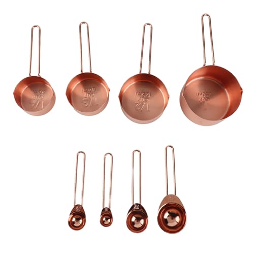 Juego de cucharas medidoras de 8 piezas color oro rosa para tu cafetería o cocina casera 2