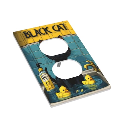 Decorative Outlet Covers Novelty Black Cat Funny Duck Bath 1 Gang Duplex Light Switch Cover Plate Wall Plates for Electrical Outlets Switchplate Faceplate for Home Decor