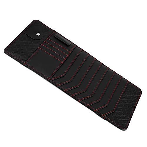 Cd Halter Auto, Sonnenblende Auto CD-Organizer Sonnenblende CD-Halter Multifunktionale CD-Aufbewahrungstasche PU-Leder Disc-Karten-Aufbewahrungstasche Schwarz für Auto