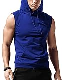 Picture of Babioboa Men's Sleeveless Hoodie Bodybuilding Tank Tops Gym Sleeveless Shirt Muscle Workout Shirt Blue