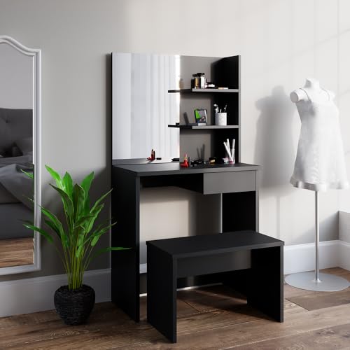 Vicco Sitzbank, Kosmetiktisch-Hocker, Schwarz, 70 cm für...