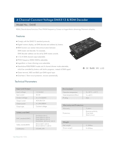 Décodeur DMX512 4 canaux 8A tension constante 12V 24V 36V LED - 3