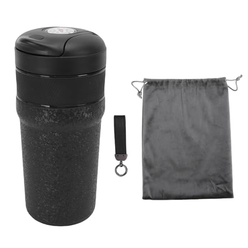 banapoy All in 1 Manual Coffee Bean Grinder, Portable Pour Over Coffee Maker with 300ml Travel Cup, Grinder, Filter Dripper, Coffee Mill Hand Brew Kit for Camping, Outdoors (Black)