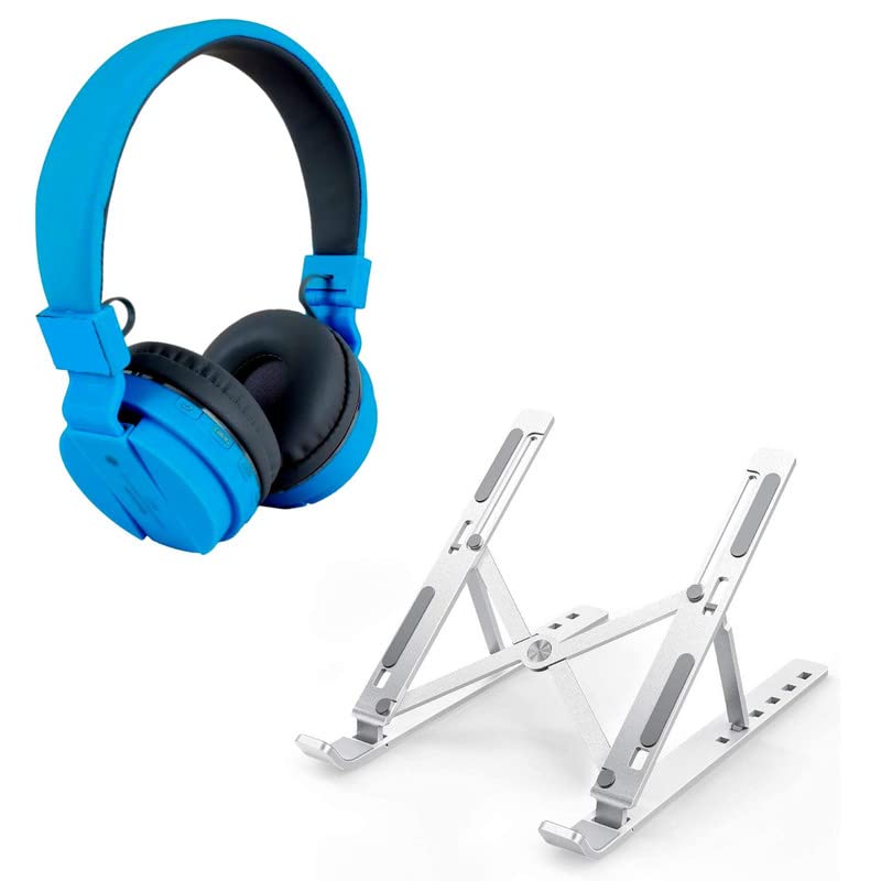 Cospex Combo Pack of 2 Items - Comfortable On-Ear Bluetooth Wireless Headphone, Adjustable Height Foldable Laptop Stand (1 Year Warranty)