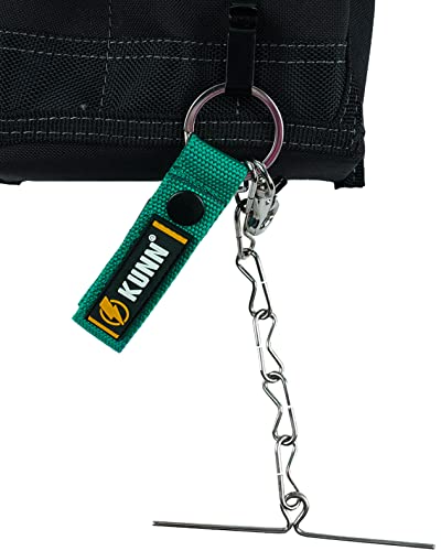 KUNN Electrical Tape Holder for Tool Belt - Includes Keyring, Snap Loop and Button - Dual-Use Tape Thong (1-Pack, Green)