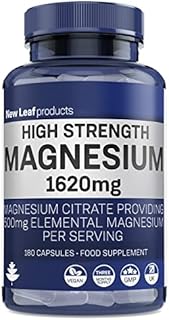 Super Strength Magnesium Supplements 1620mg - 180 Magnesium Citrate Capsules - (500mg Elemental Vegan Magnesium) Not Magnesium Tablets High Absorption, Bones Muscle & Sleep Support - Made in The UK