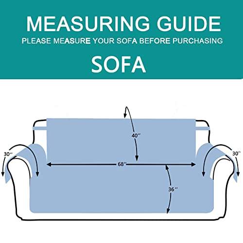 U-Nice Home Reversible Sofa Cover Couch Cover For Dogs With Elastic Straps Water Resistant Furniture Protector For Pets Couch Cover For 3 Cushion Couch (Sofa, Light Blue/Ivory) #TOP4
