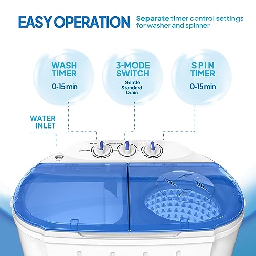 image for ROVSUN 11LBS Portable Washing Machine, Electric Washer and Dryer Combo