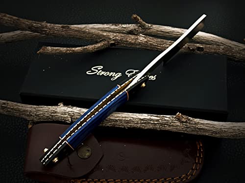Strong Edges Hand Made D2 Steel Straight Razor Folding Razor With Shaving Ready Classic Barber Blade Edge,Men Straight Razor,Leather Case + Strop,Close Shave,Great Gift R-29 #TOP2