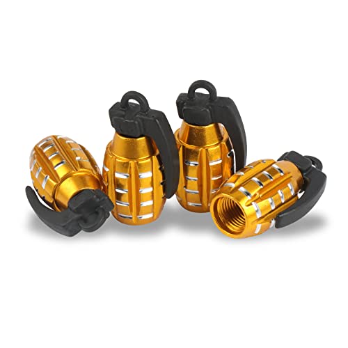 SINGARO Car Tire Valve Stem Cap, Personalized Tire Valve Stem Cap Exterior Accessories, Universal for Car, Truck, SUV, Motorcycle and Bicycle (4PCS Gold)