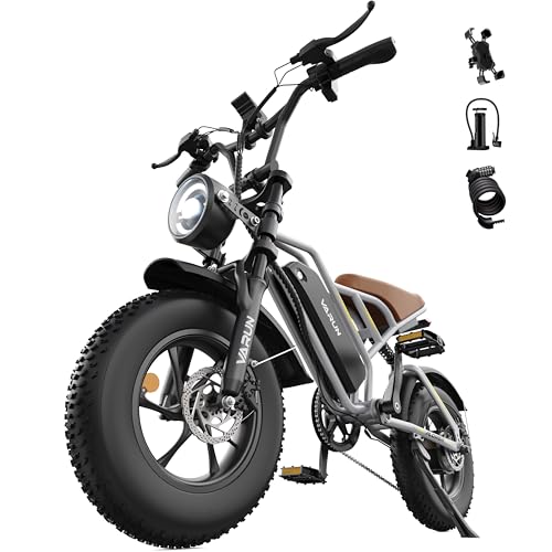 Image of VARUN Electric Bike, 16" x 4.0 Fat Tire E-Bike with 48V 624Wh Battery, Max 100KM Range, LCD Display with 5 PAS, Full Suspension & Indicators, All-terrain Electric Dirt Bike for Adults and Teens