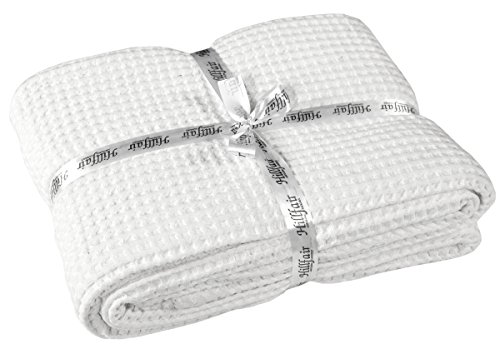 Hillfair 100% Combed Cotton Blanket– King Size Bed Blankets– Warm Soft All Season Breathable Lightweight Summer Blankets– Waffle Weave Home Decor Bed Blanket- White King Bed Cotton Blankets/Bedcovers #TOP1