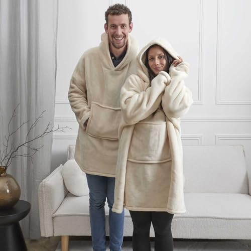 HOME DECO FACTORY Sweat à Capuche en Sherpa Confort Doux et Moelleux Beige – vue 3