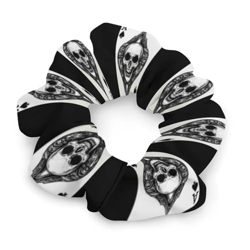 Skull Spades Poker Women's Hair Bands Scrunchies Ponytail Hold Scrunchy Elastic Hair Ties Accessories