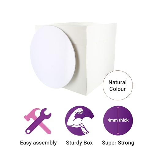 Culpitt Tall Cake Box & White Board Set | 12" Square | Extra Tall for Tiered or Decorated Cake Transport | Premium Masonite Board Included