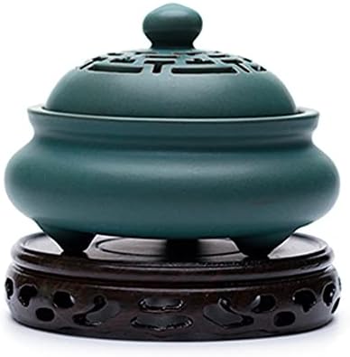 Large Ceramic Incense Holder 2 and 4 Hours Coil Incense Burner Tea House Decoration Sandalwood Cone Censer Ceramic Crafts (Color : Black, Size : 4.7inch*3.4inch*3.3inch)