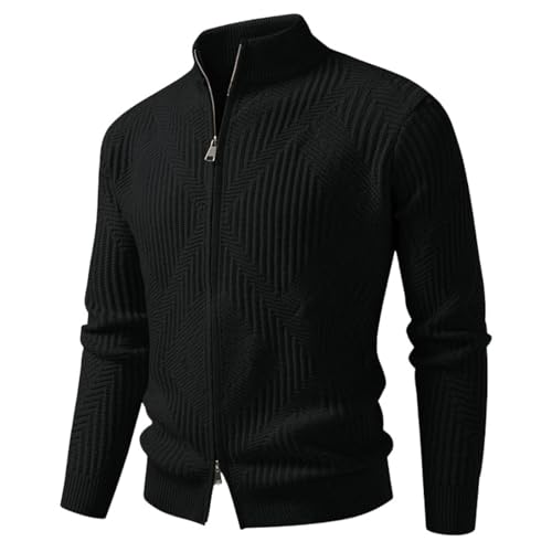 Pull en tricot col haut veste homme chaude double fermeture éclair ajustée