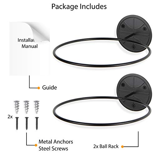 Wallniture Sporta Wall Mount Sports Ball Holder Display Storage Steel Black Set Of 2 #TOP5