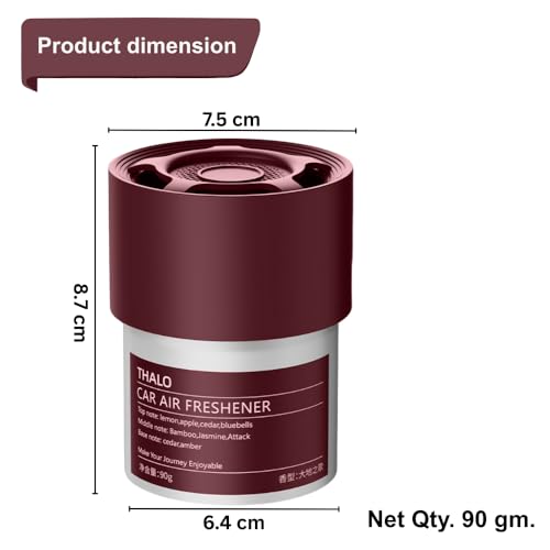 Image of Car Air Freshener Gel 90g | Long-Lasting Multi-Fragrance with Lemon, Ginger & Eucalyptus | Odor Eliminator for Car, Home & Office, Fresh & Invigorating Aroma (1 Pcs.)