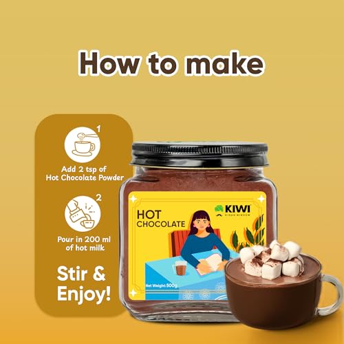 Image of KIWI Kisan Window Hot Chocolate- 500g | Natural Cocoa Blend, Rich Indulgent Flavor, Antioxidant Boost- Artisan Dark Chocolate Mix - 500g