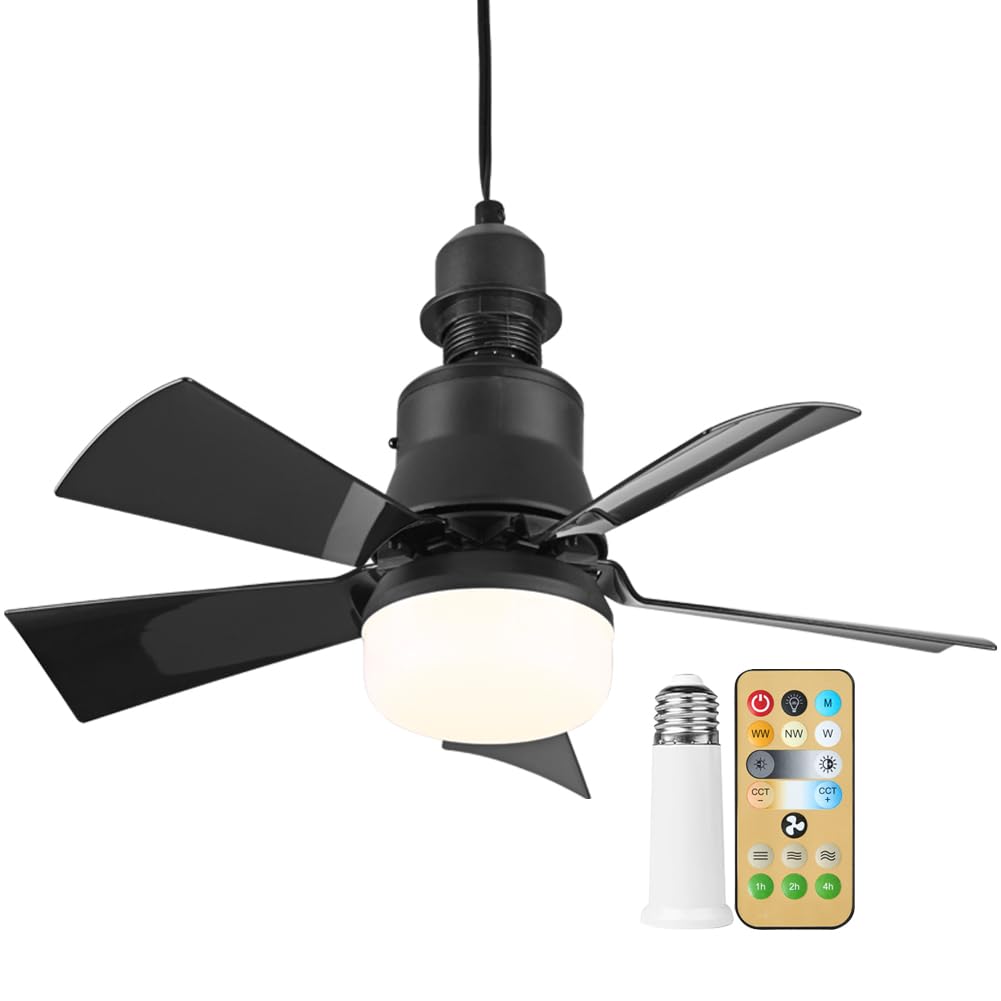 RuiDay Ceiling Fans with Lights and Remote, 30W LED Ceiling Fan Light with Timing, 3 Speeds 3 Colors Dimmable, Small Quiet Fan Lights Ceiling for Bedroom Living Room (Black + Extender)