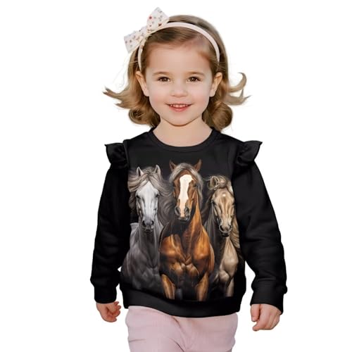 Upetstory Girls Active T-Shirt Long Ruffled Sleeves Baby Blouse Size 12M-8Y3