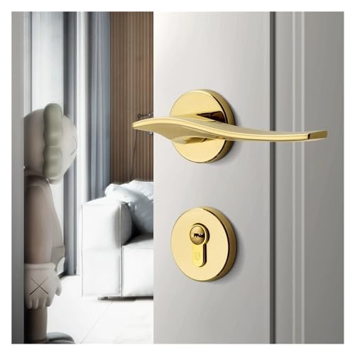 Cerradura de puerta moderna dorada de madera maciza dividida para interior 6