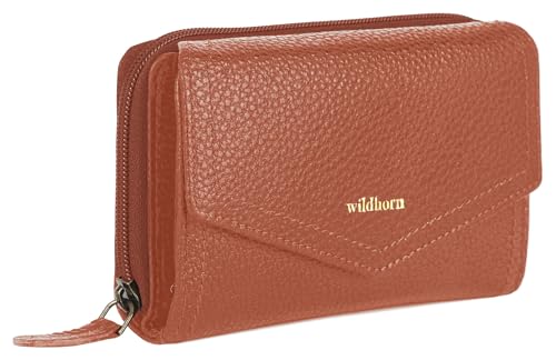 Image of WildHorn Genuine Leather Ladies Wallet - Elegant Women's Clutch Purse with 10 Card Slots, Perfect for Daily Use (TAN)