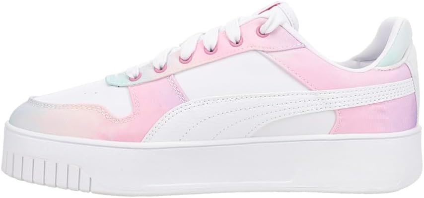 PUMA Womens Carina Street Watercolor Lace Up Sneakers Shoes Casual - Pink, White