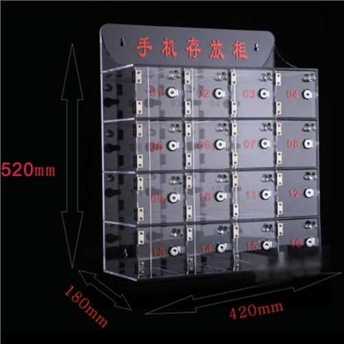 Caja de acrílico para teléfono celular con 16 compartimentos y anclaje 4