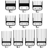 Professional set of 10 semi-metal black clipper guards, compatible with most Wahl clippers and ranging from 1/16' to 1',