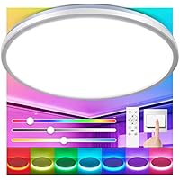 Mubarek Plafon LED Techo RGB 28W, 3600LM Control Remoto Lampara Techo, 3000K-6500K RGB Color Lampara LED Techo, Ø30 Temporizador Plafon LED Techo, Lamparas de Techo Salon,Dormitorio,Sala de Estar,Baño