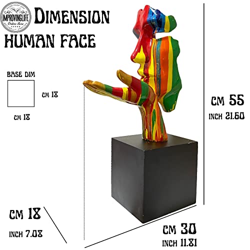 Improvinglife Sculpture Human Model Face Abstract 55 Cm High Colorful Resin Statue Home Decor Masterpiece Size:55 * 30 * 72Cm #TOP5