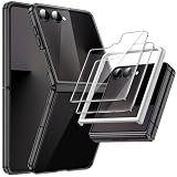 JETech 3 in 1 Cover per Samsung Galaxy Z Flip 7 2025 con 2 Pezzi Pellicola Protettiva Frontale in Vetro Temperato, Cristallino, Custodia Rigida in PC Trasparente Antigraffio (Nero)