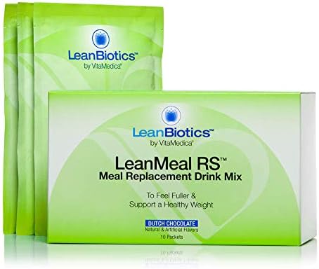 LeanBiotics Meal Replacement Shake- LeanMeal RS 10-Pack, Dutch Chocolate- 20g whey protein, 8g fiber, 1g sugar