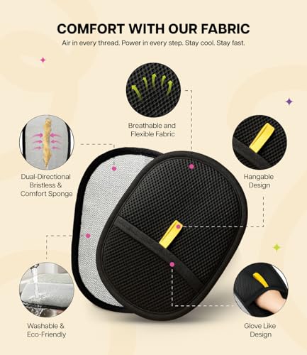 Image of CutiePaw Reusable Pet Hair Remover Glove | Electrostatic Reusable Grooming Brush for Dogs & Cats | Mitt Cleaning Glove| Hair Removal for Couch, Clothes, Car, Carpet, Bed & Furniture (Pack of 2 Gloves)