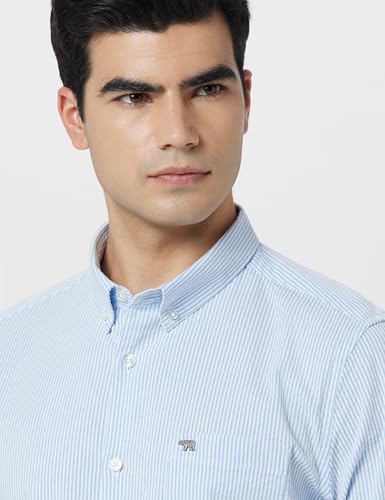 Image of THE BEAR HOUSE Men's Cotton Striped Slim Fit Casual Shirt