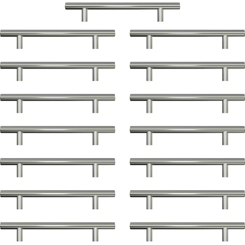 AwmnSrman Tiradores Cocina Tiradores Armarios 15 Piezas Acero 128MM Inoxidable Lnstalación de Agujeros Lnstalación de Agujeros Plata